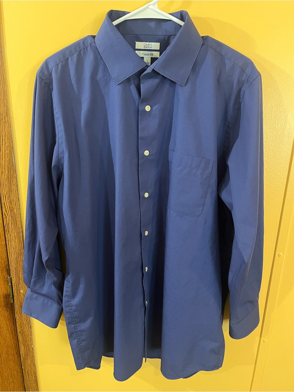 croft & barrow Men's L Classic Fit Navy Blue Long Sleeve Button-up Dress Shirt